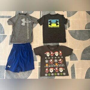 Under armour youth small/age 7 set plus x small Christmas t shirt